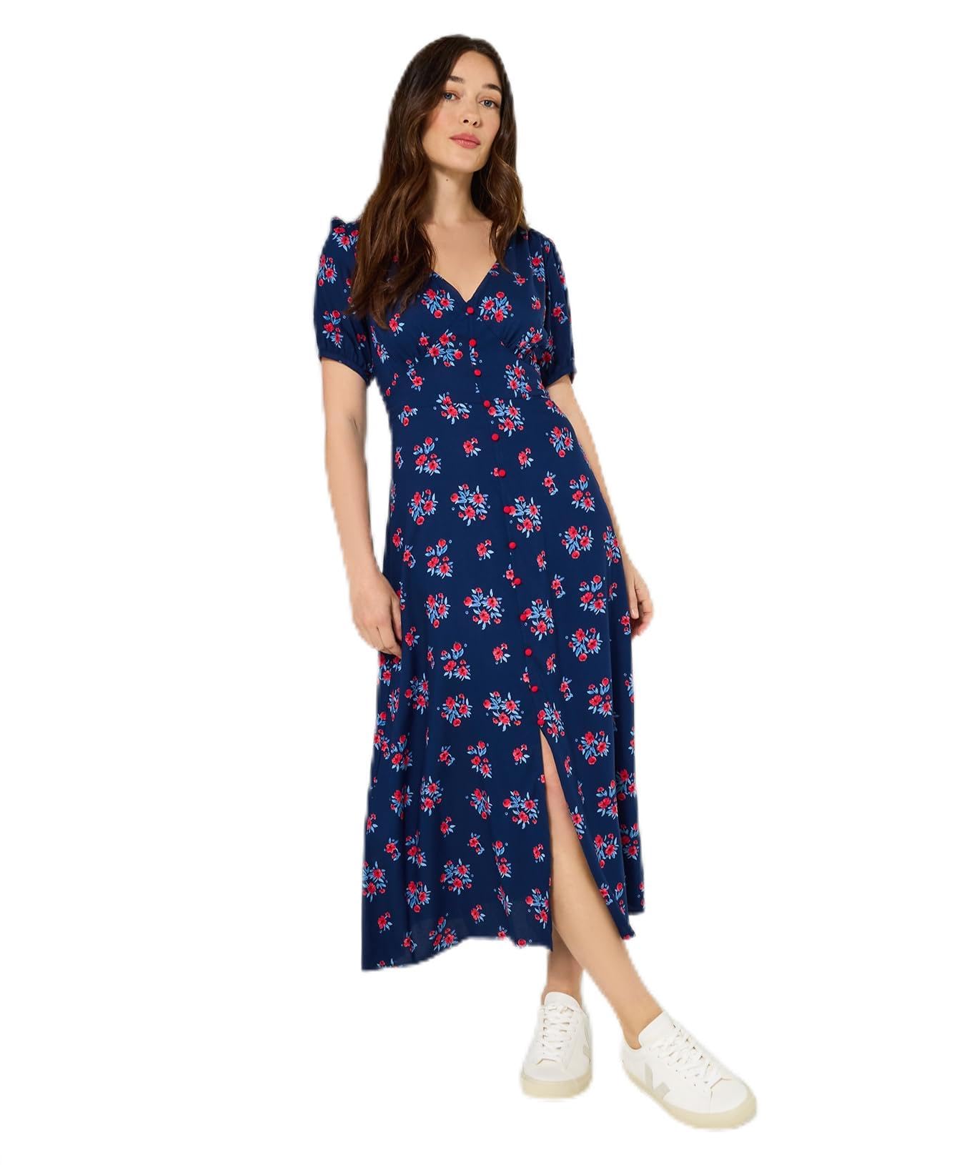 Joe Browns Border Print Autumnal Floral Crinkle Cotton Maxi Dress |  Desertcart INDIA