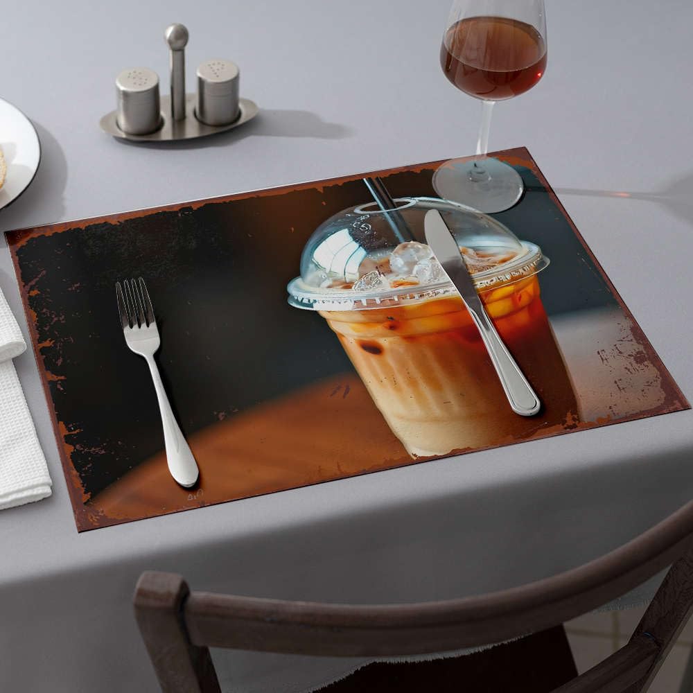 Set de table thermorésistant lot de 6 lavable motif café glacé pour votre comptoir