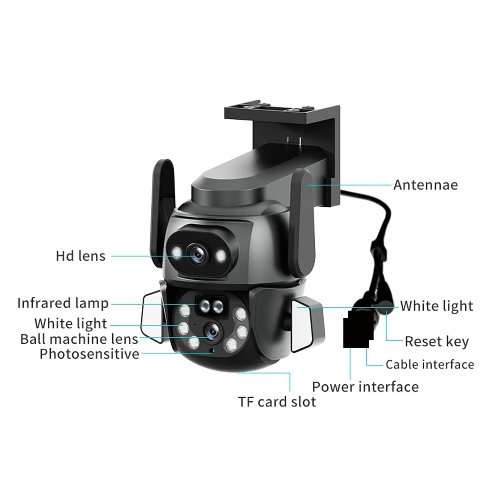 Caméra de sécurité, 4K 8MP caméra Double Objectif écran 2K 4MP de Surveillance vidéo Suivi Automatique extérieur bidirectionnel Audio IP66 PTZ(4K Camera Add 32G)