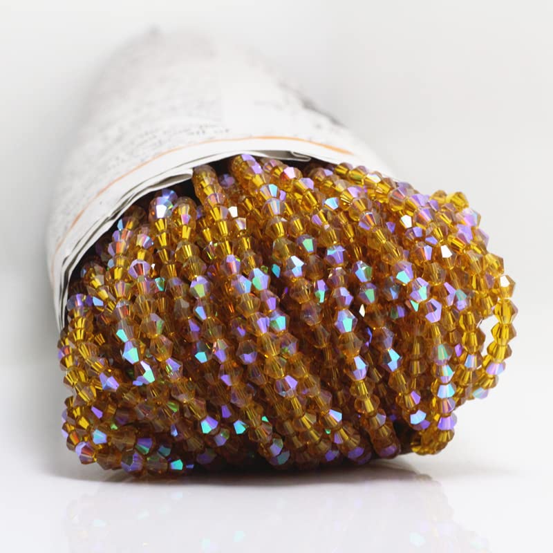 Isywaka 1000pcs 4mm Bicone Crystal Beads Bulk Wholesale Mix Lot Faceted Crystal Glass Beads Coffee Half ab
