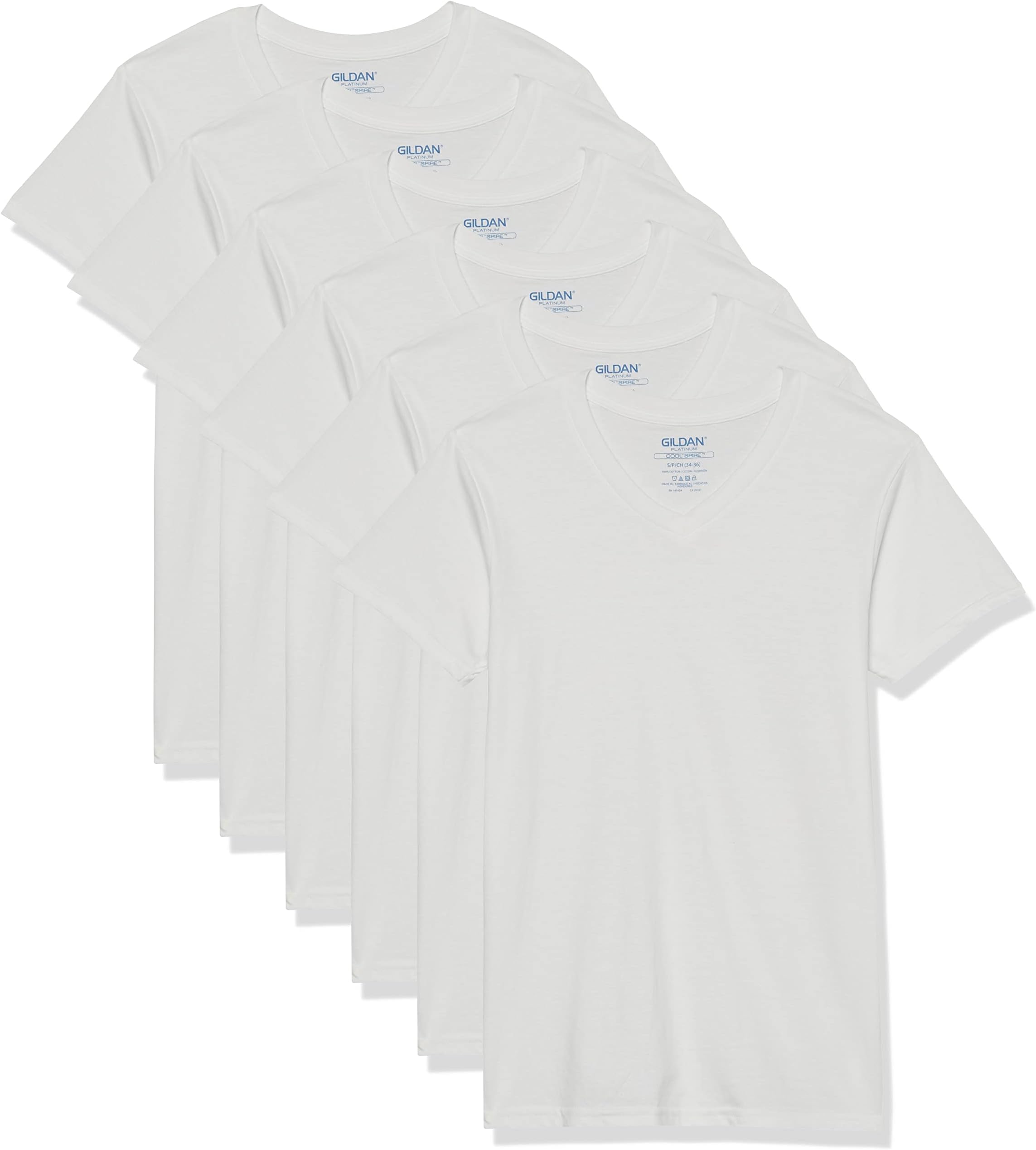 Gildan Platinum Men's V-Neck T-Shirts, White