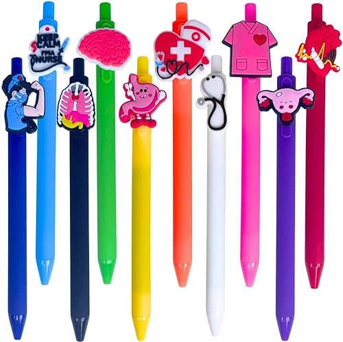 YJ PREMIUMS 10 bolígrafos de enfermera, divertidos y lindos bolígrafos para enfermeras, hospitales de enfermería, escuela, estudiantes, médico,