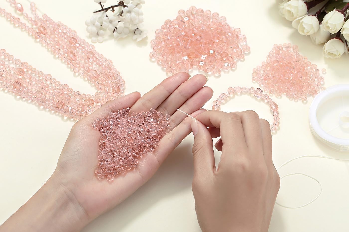 XIANNVXI 800pcs Faceted Pink Glass Beads 4/6/8mm Pink Beads for Jewellery Making for Crafting, 4mm, 6mm, 8mm - Image 4