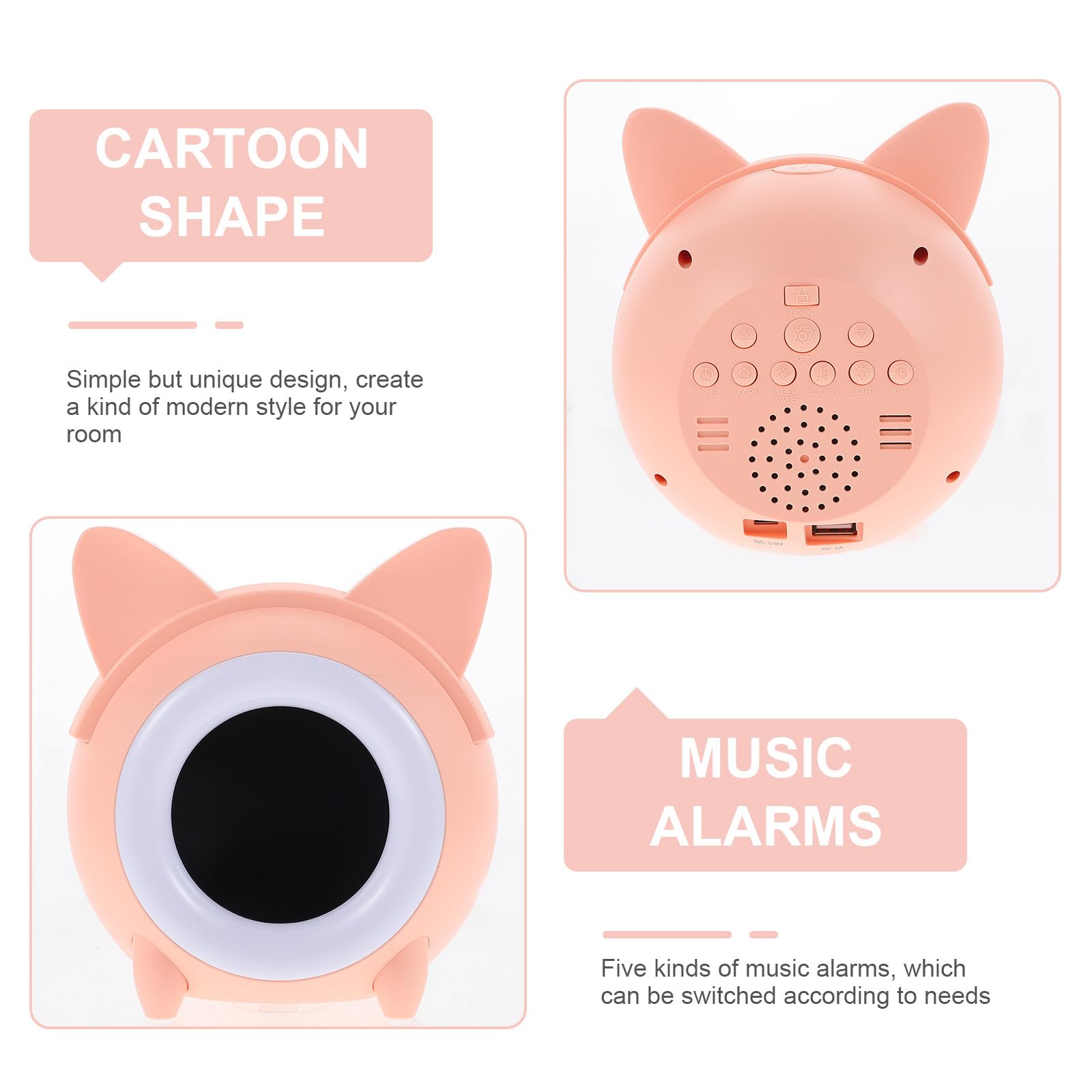 Réveil Numérique Petit Modèle Moderne Rose, Veilleuse Garçon et Filles