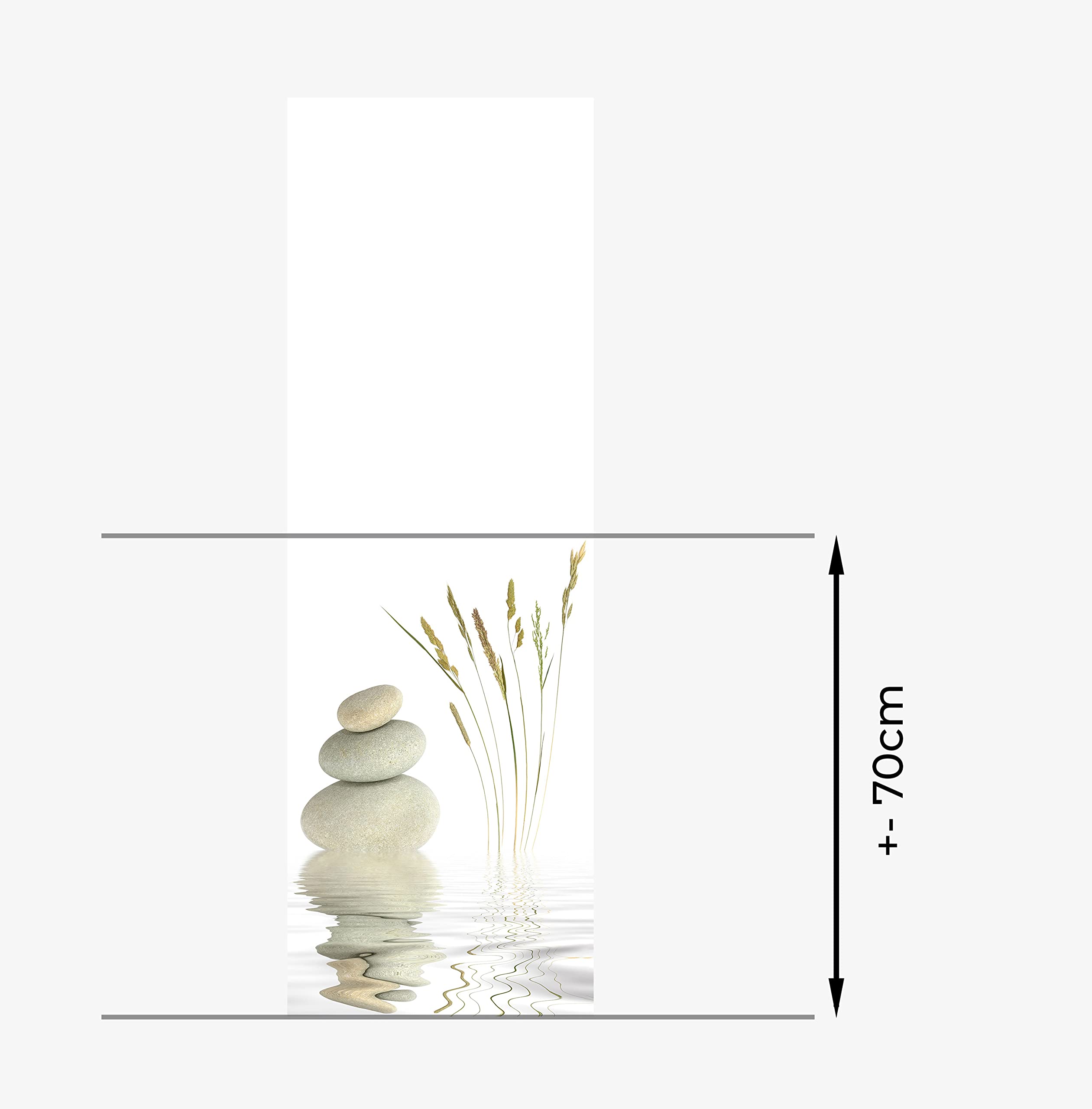 Blindecor Store occultant sans perçage Motif Blackout imprimé numérique, 50 x 150 cm Taille du Tissu 47 x 145 cm Bleu Clair (Sérénité) Zen Blackout Easyfix