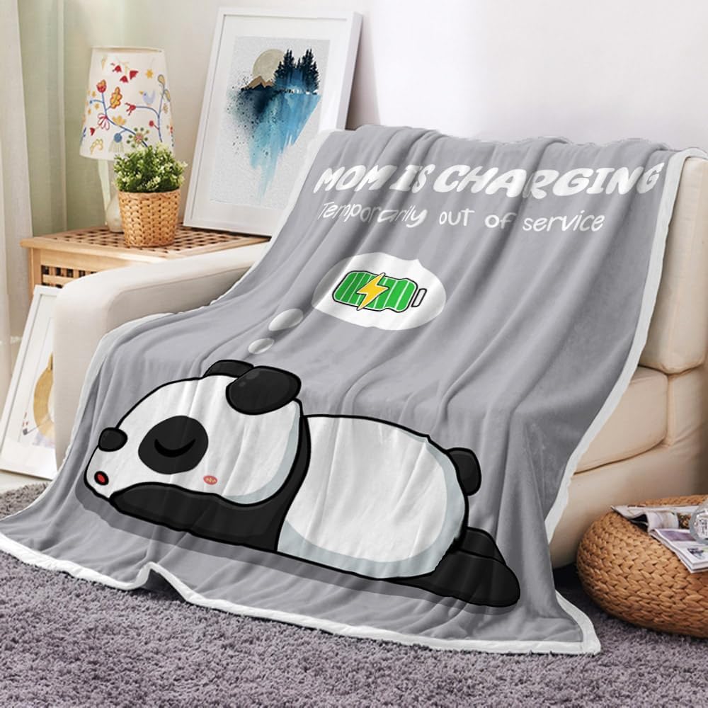Panda Blanket for Mom - Funny Soft Flannel Throw for Napping Travel, Mother's Day Gift