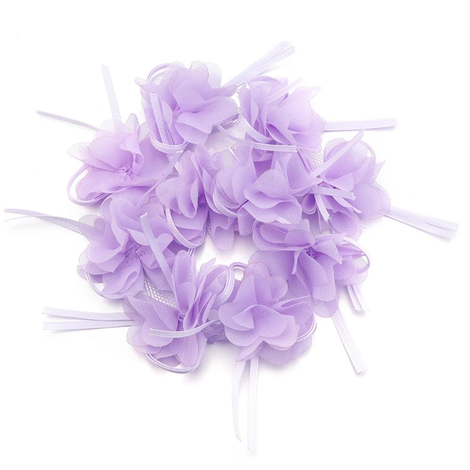 Wtaxbh Purple Iron On Patches 50Pcs 5Cm Flower Chiffon Cluster Flowers For Wedding Dress Bridal Fabric Lace Trim Diy Sewing(Purple)