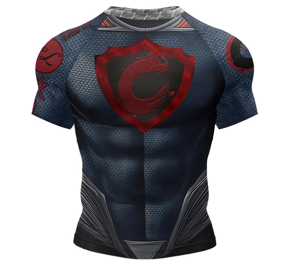 Red Plume Mens Compression Shirts Sports Athletic Short Sleeves Quick Dry Fitness Baselayer Gym Running Workout Pullover Tops