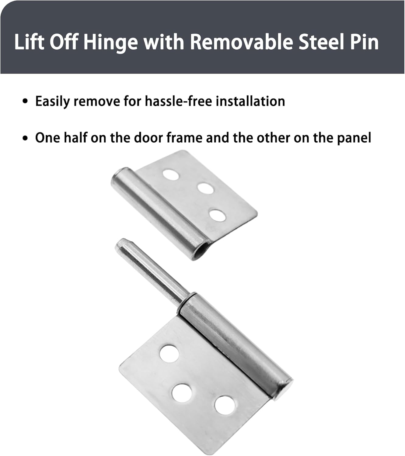 Lift Off Hinges Flag Hinges,TTZEZE 304 Stainless Steel Detachable Door Hinges,2PCS Heavy Duty Removable Hinges with Stainless Screws for Cabinets Kitchens Bathrooms Furniture Doors Silver, 3''