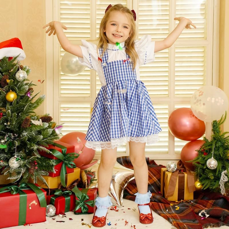 LAURMOSA Glitter Princess Shoes Girls Mary Jane Strappy Pumps with Bow High Heels Kids Party Wedding Birthday 33 EU Red