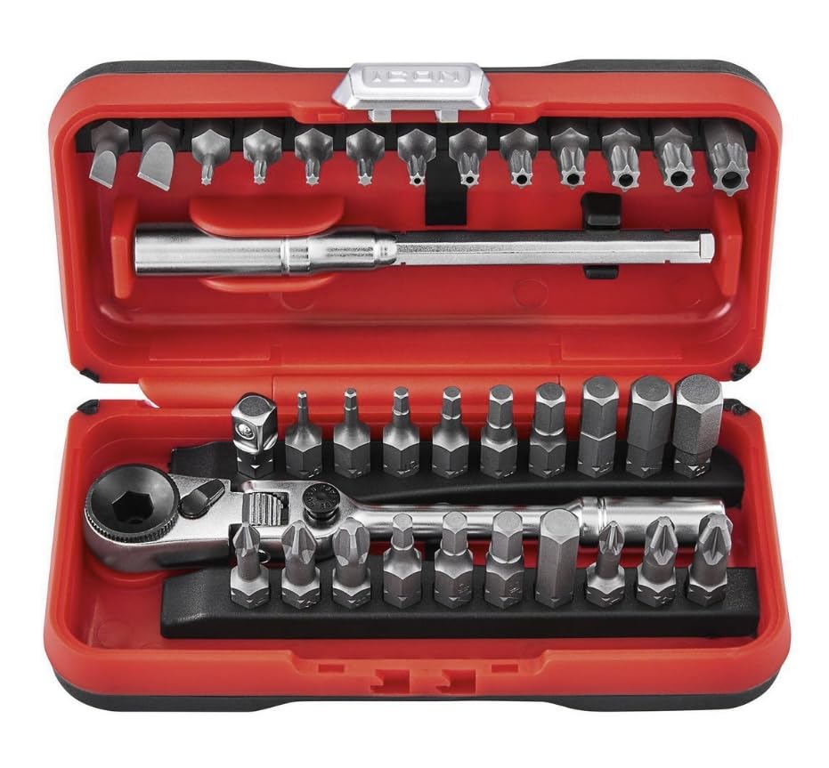 Generic ICON Locking Flex Head Ratchet and Bit Set 35-Piece, Silver