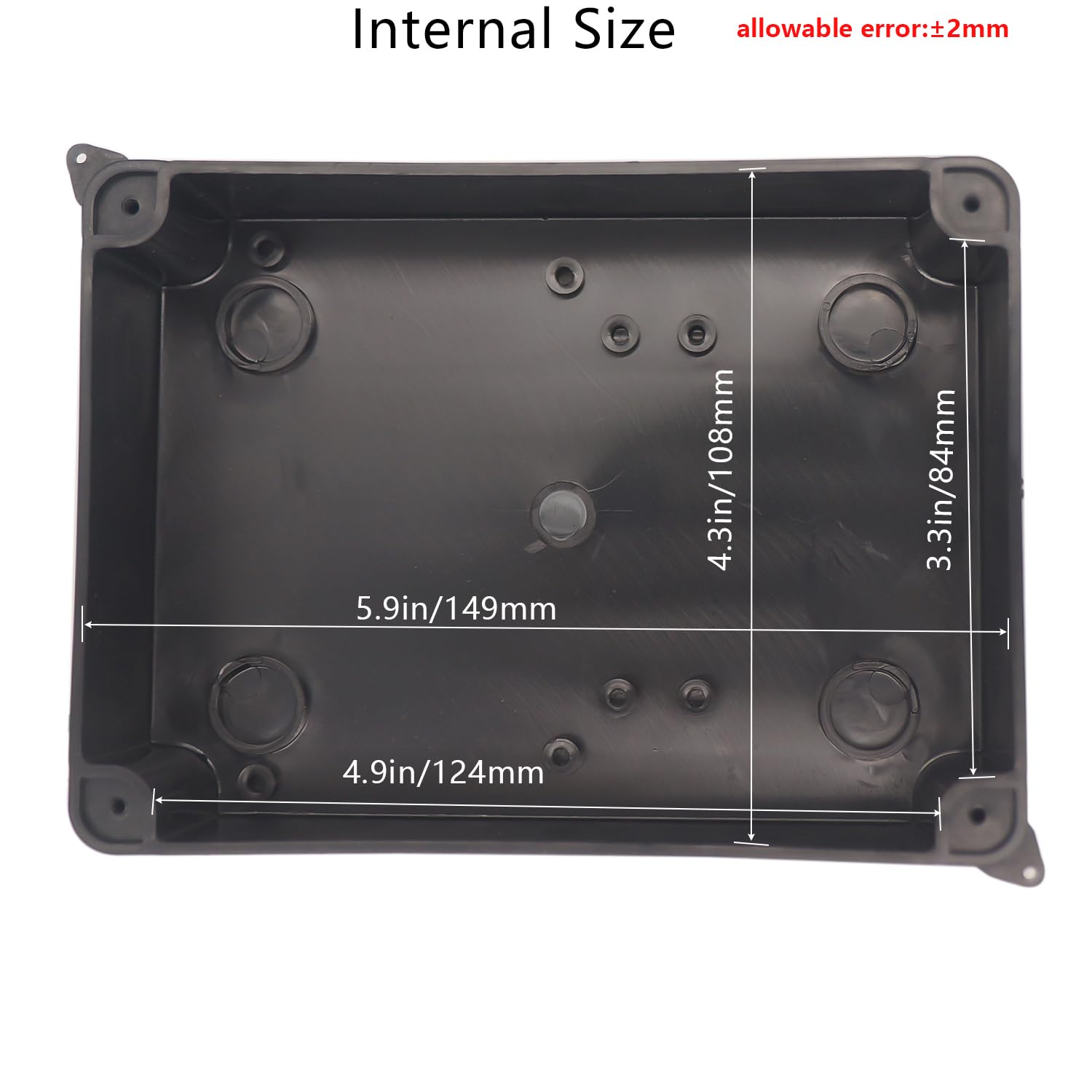 Outdoor Waterproof Box,Junction Box Reserved Holes IP65 ABS Plastic Electrical Boxes Power Cord Enclosure Project Box Black Outer Size 5.9 x 4.3 x 2.8 inch(150x110x70mm)