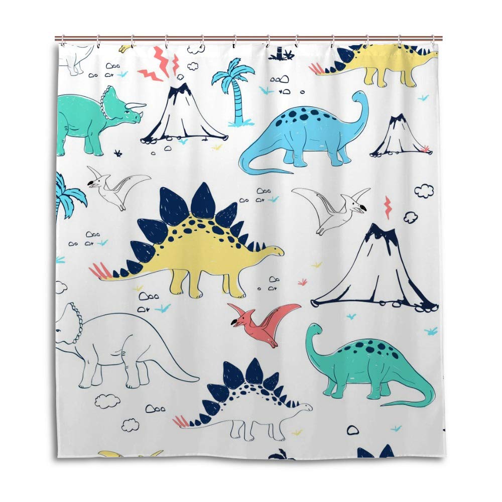 Rideau de douche dinosaure lavable pour éviter l'eau sur le sol de la douche