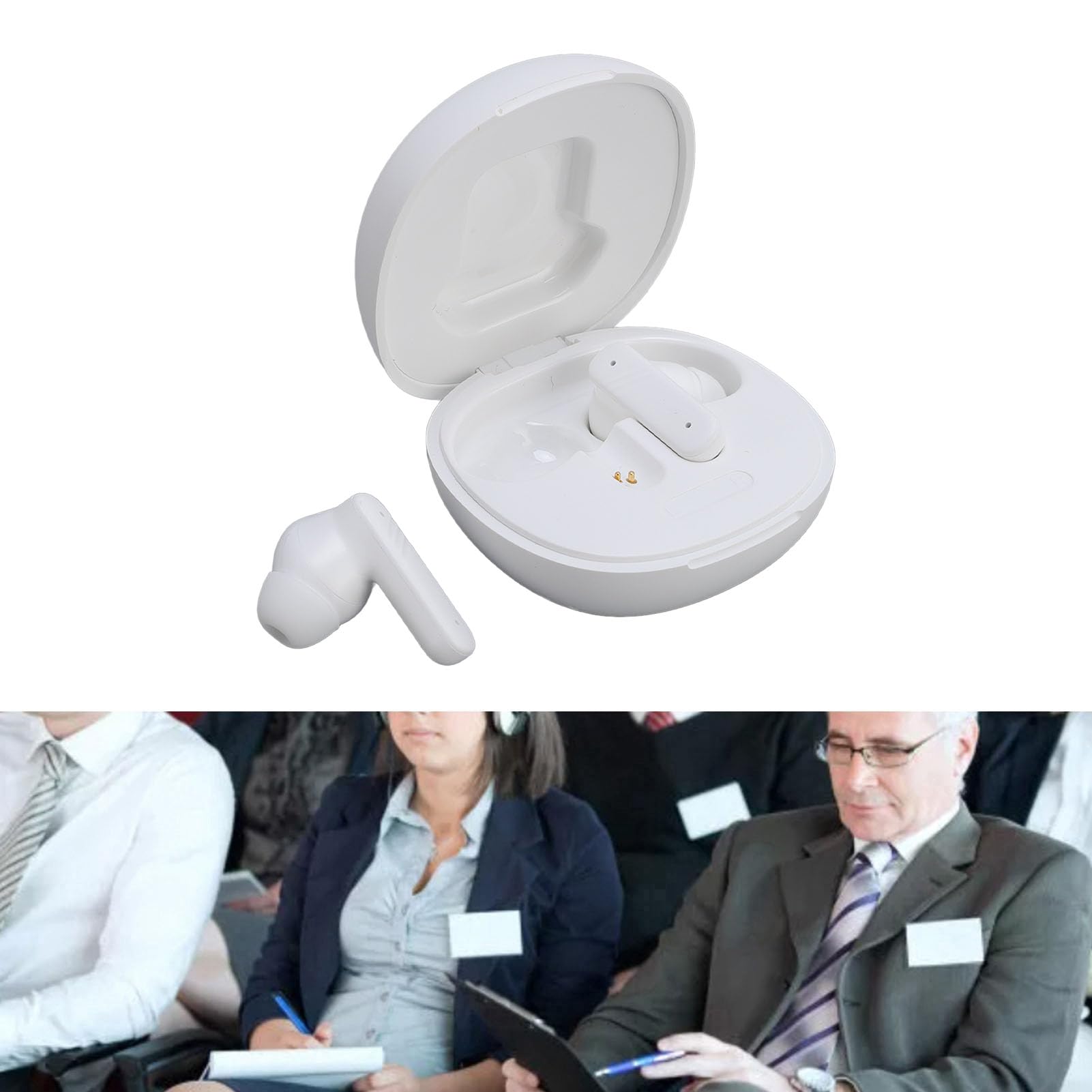 Jiawu Auricolari per Traduttore Linguistico di Alta qualità con Batteria Ad Elevata Durata per la Traduzione Istantanea in 144 Lingue, Progettati per Professionisti e Viaggiatori (WHITE)