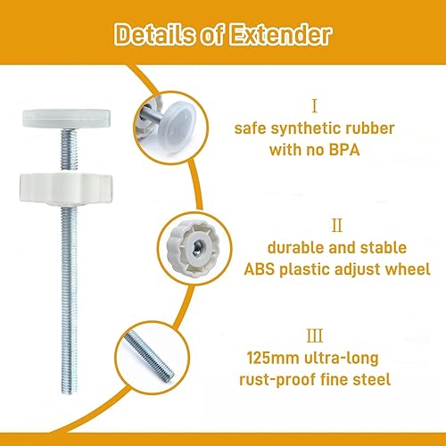 Miniatura 3 de 4 paquetes Extensión extensor de puerta para bebé, varillas roscadas para puerta de mascotas con protector de pared, piezas de hardware de repuesto