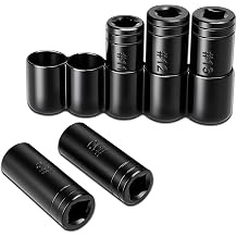71670 Large Tap Socket Set, Socket Wrench Set with Vinyl Tap Holder, 5/8" to 1" & Metric, 1/2" Square Drive Taps Sockets Adapter for Tap and Die, Extensions, Tight Spaces