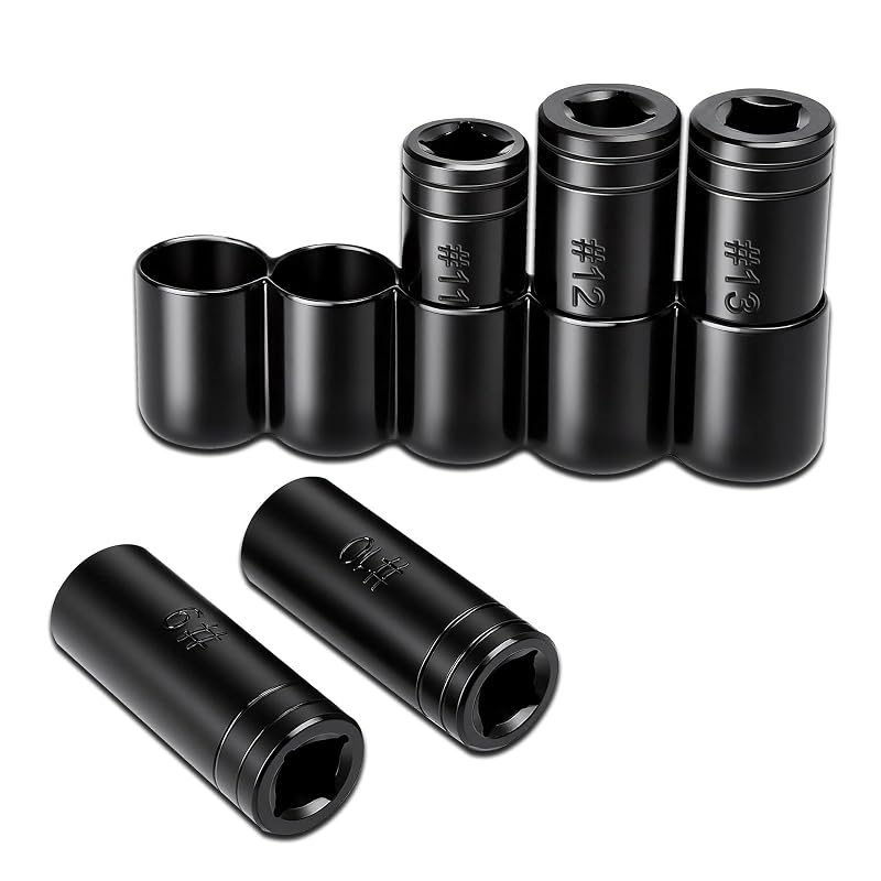Jogo de Soquetes para Macho de Rosca DikTalk com Suporte de Vinil, Encaixe Quadrado de 12,7 mm, 15,9 a 25,4 mm e Métrico, 5 Peças