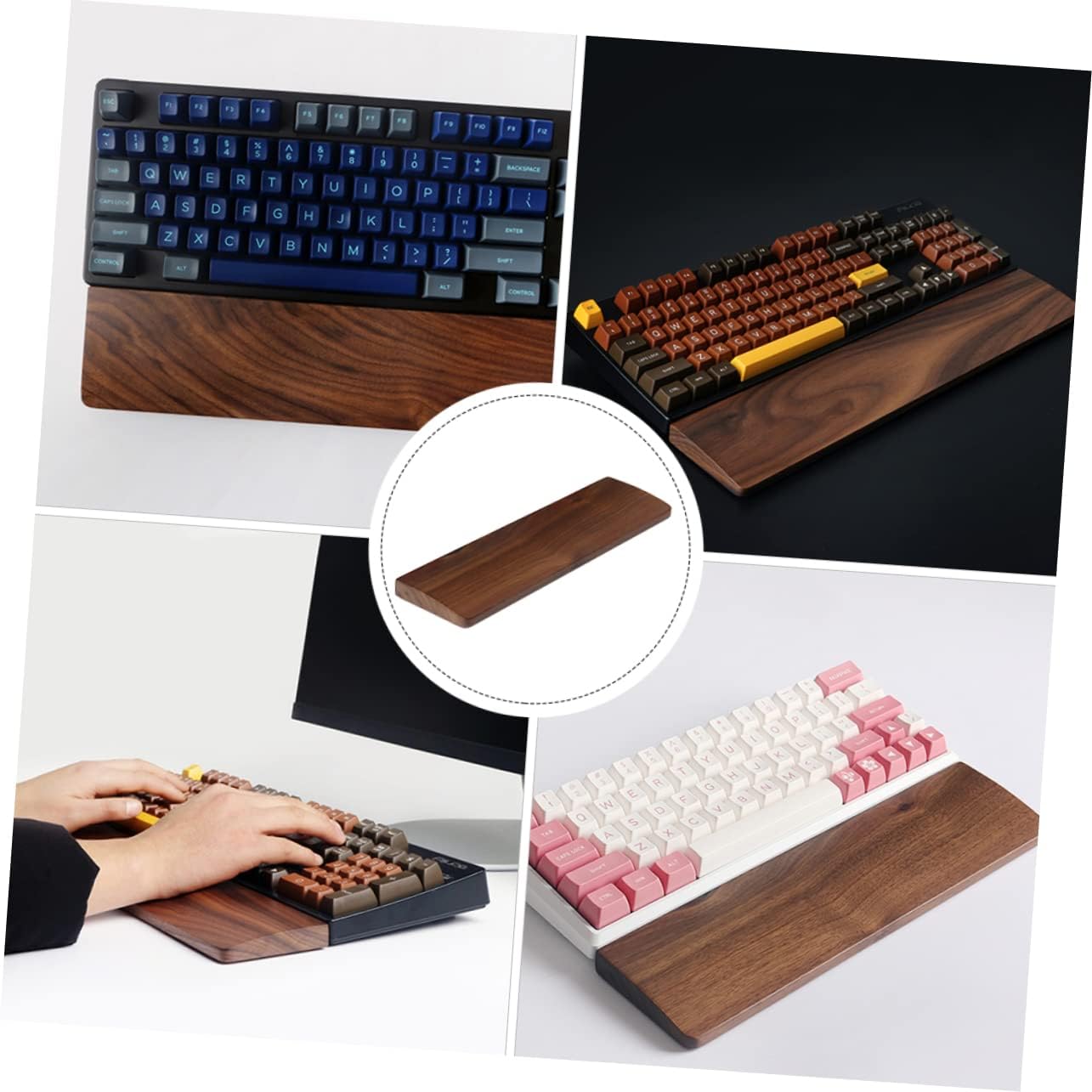 Lurrose Ergonomic Walnut Keyboard Wrist Pad Wood Rest Wrist Support for Office Gaming Accessories