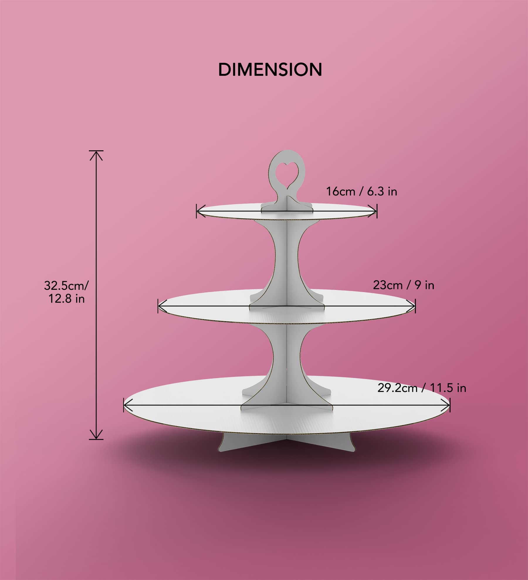 BLISSUR Soporte para magdalenas, 2 unidades, blanco, 3 niveles, soporte de cartón para tartas y postres para fiestas (blanco)