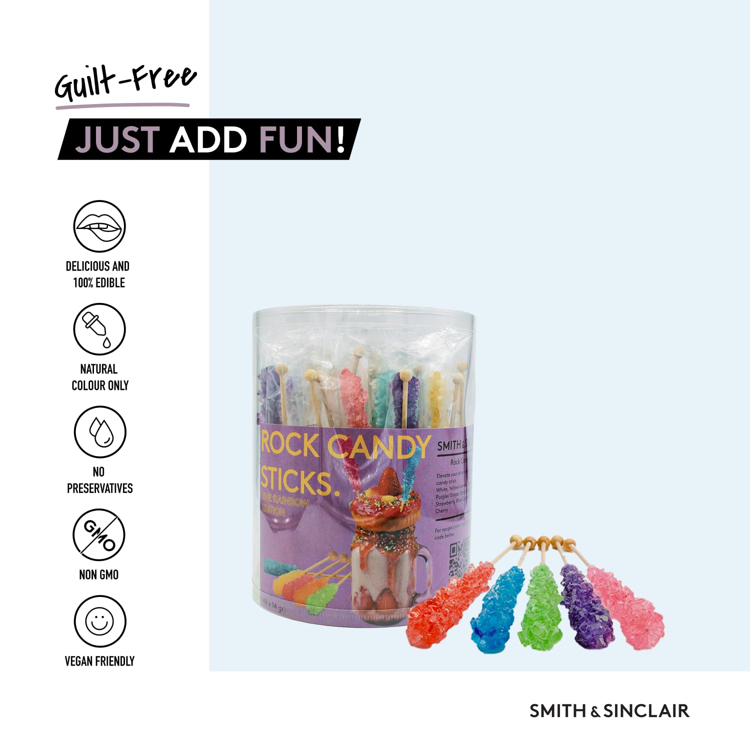 Rock Candy Sticks, Azúcar Cristal en Palillo, 8 Sabores 48x14 g