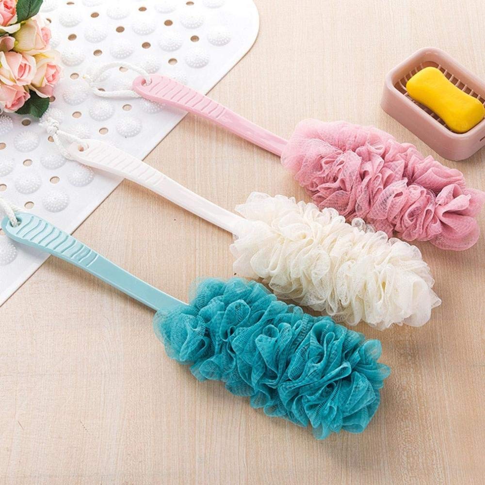 Cepillo de Ducha Cepillo de baño de Cuerpo Trasero de Malla Suave con Mango Largo, Esponja Grande y Suave para Lavadora de Ducha, se Puede Colgar un Cepillo de baño de Espuma Rica 44 cm-Cepi