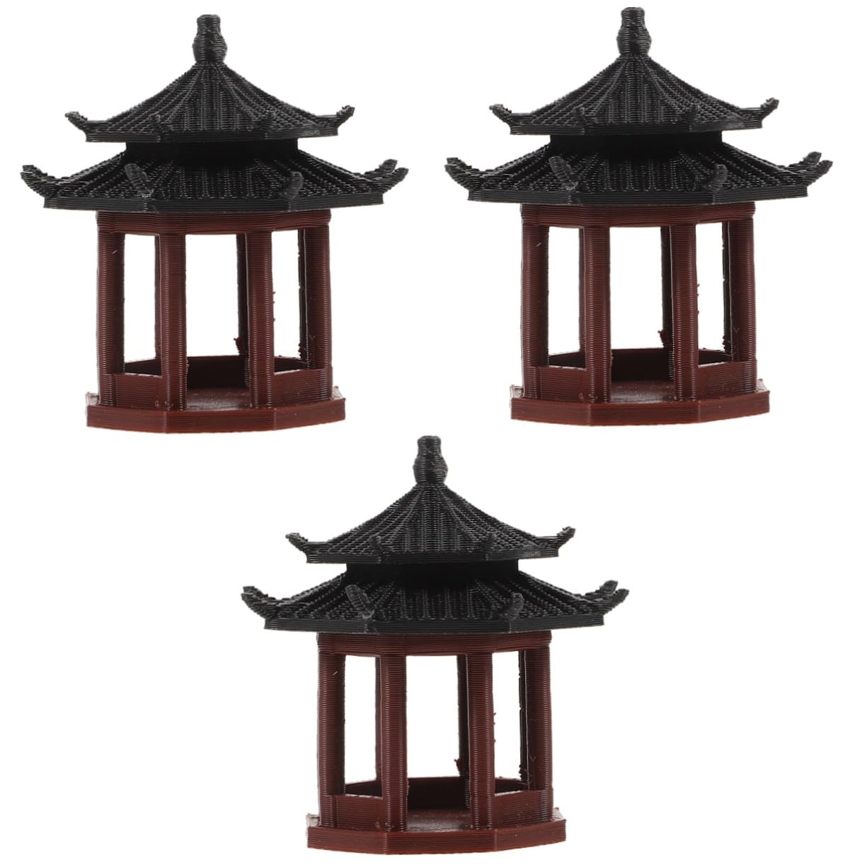 Pavillon chinois miniature en lot de 3 pour décoration