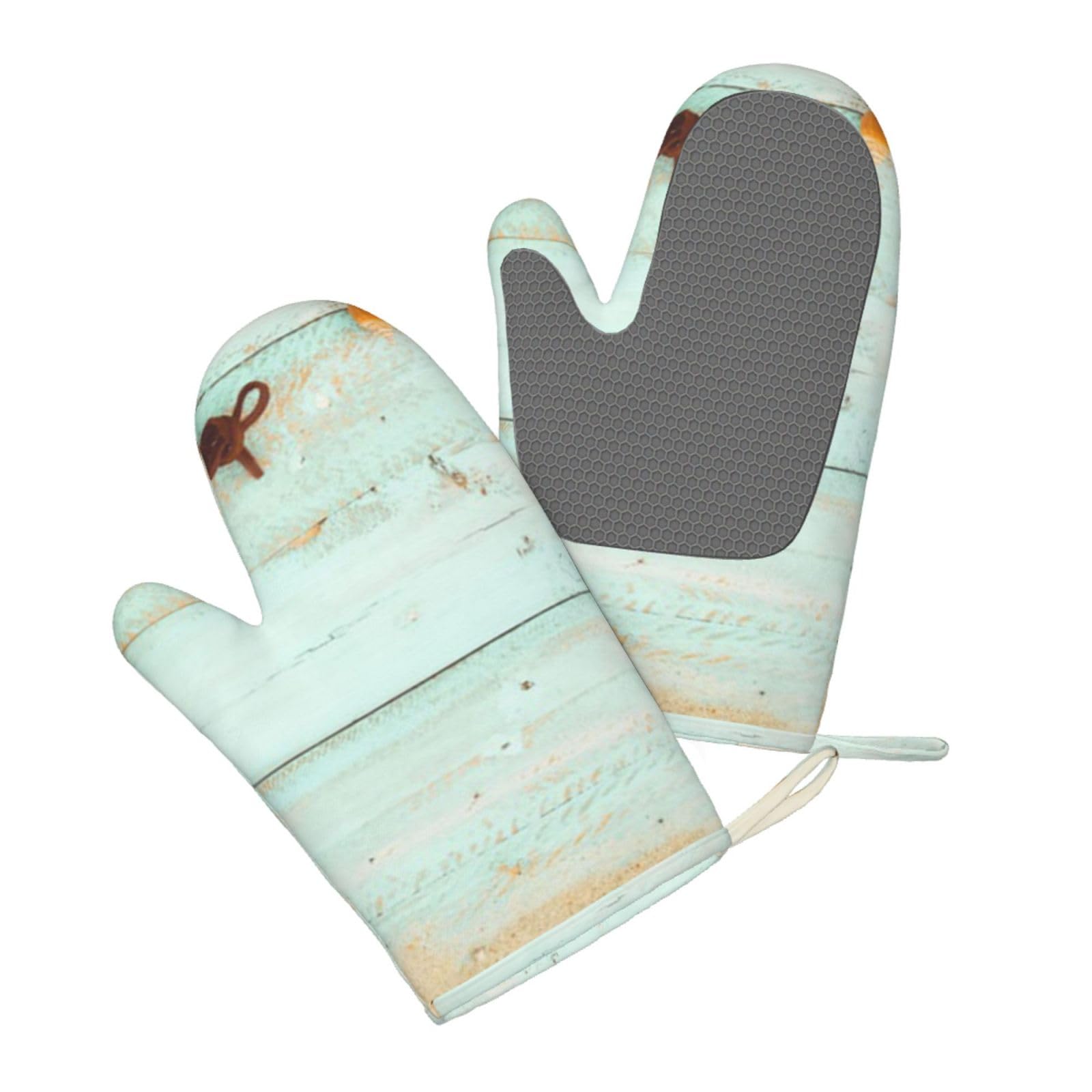 Aqrjlpo Women's Summer Background Silicone Oven Mitts Set 2Pcs, Printed Heat Resistant Non-Slip Silicone Oven Gloves For Kitchen Cooking Baking Microwave
