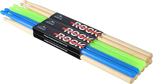 Miniatura 8 de EASTROCK Baquetas de madera de arce 5A de nailon para niños y adultos, accesorios de batería para principiantes (6 pares)