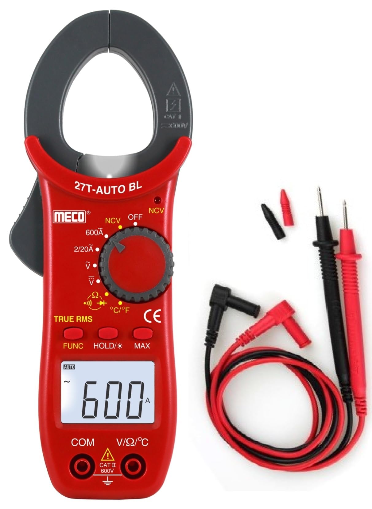 MECO 27T Auto BL 600A AC Auto Ranging 3½ digit liquid crystal display (LCD) Clamp meter (Red 2000 Counts)-image-14