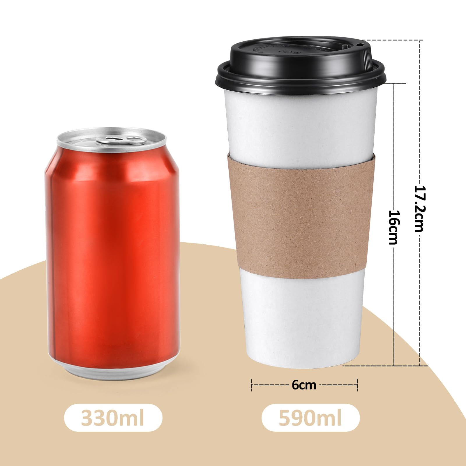 Eupako 50 szt. 590 ml jednorazowe papierowe kubki do kawy z pokrywką z pokrywkami