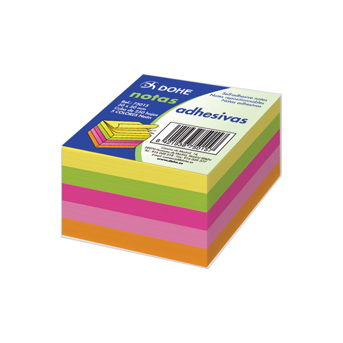 Nota Autoadhesiva Ezco e-654 75x75 Amarillo 100H - Librería PB-Pizarras