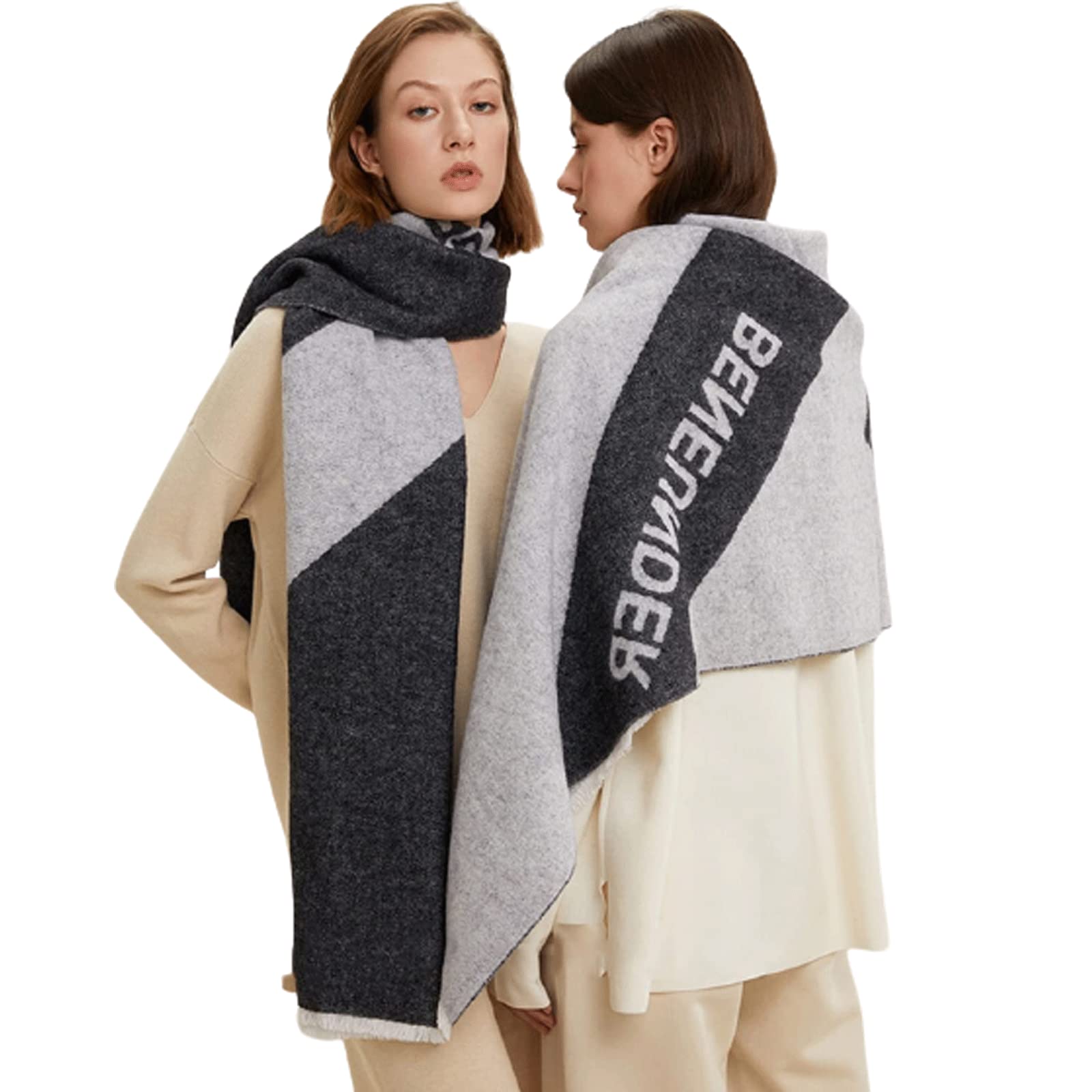Neu Kaschmir-Quastenschal, verdickte warme Deckenschals, Wollschal-Wraps, Herbst-Winter-Mode-Damenschal 70,9 * 23,6 Zoll Mehrweg