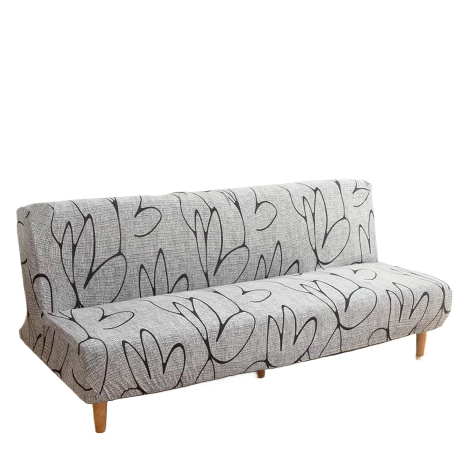 GCYEIDMA Armless Sofa Slipcover Armless Futon Slipcovers Stretch Folding Sofa Bed Cover with Elastic Bottom, Printed Fitted Couch(Color 3,M 155-185CM)