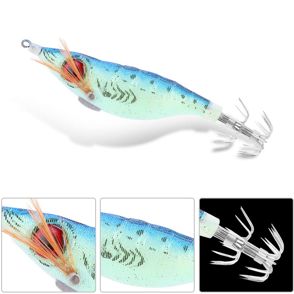 Lot De 6 Leurres Crevettes Lumineux 10 Cm - Pour Pêche Au Calmar, Seiche, Poulpe - Avec Crochets Doubles