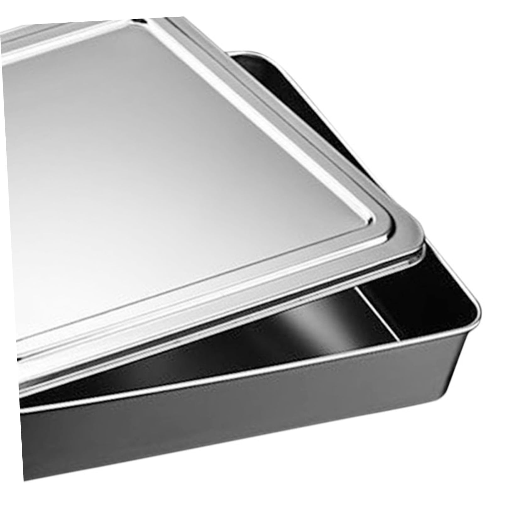 BESPORTBLE Teglia Rettangolare in Acciaio Inox Antiaderente con Coperchio, Grande Capacità per Conservare Cioccolato e Preparare Tiramisù