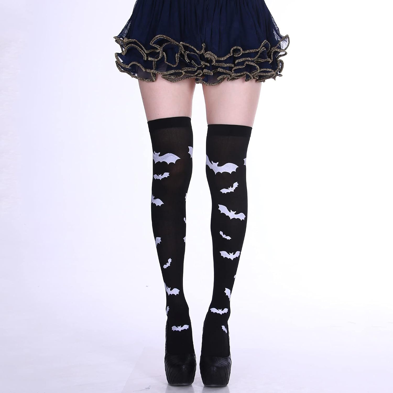 Bas De Contention Femme Style Cosplay - Taille 39-42, Jusqu'au-dessus Du Genou - Vert Et Autres Coloris - Coton élastique