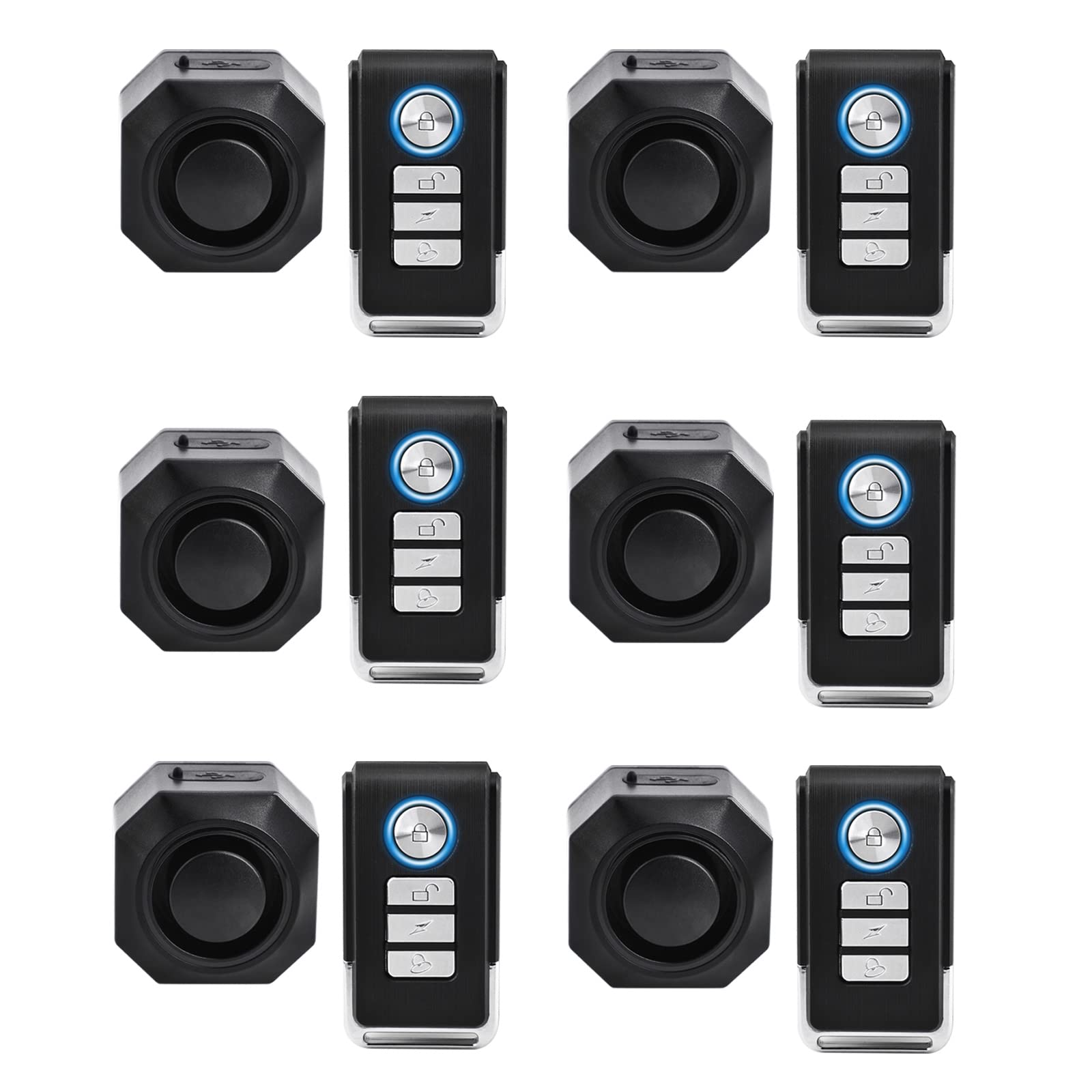 USUPERINK 110dB Bike Alarm Wireless Vibration Motion Sensor with USB Charging Ports, Anti-Theft Bicycle Motorcycle Alarm with Remote, Waterproof, 6SET