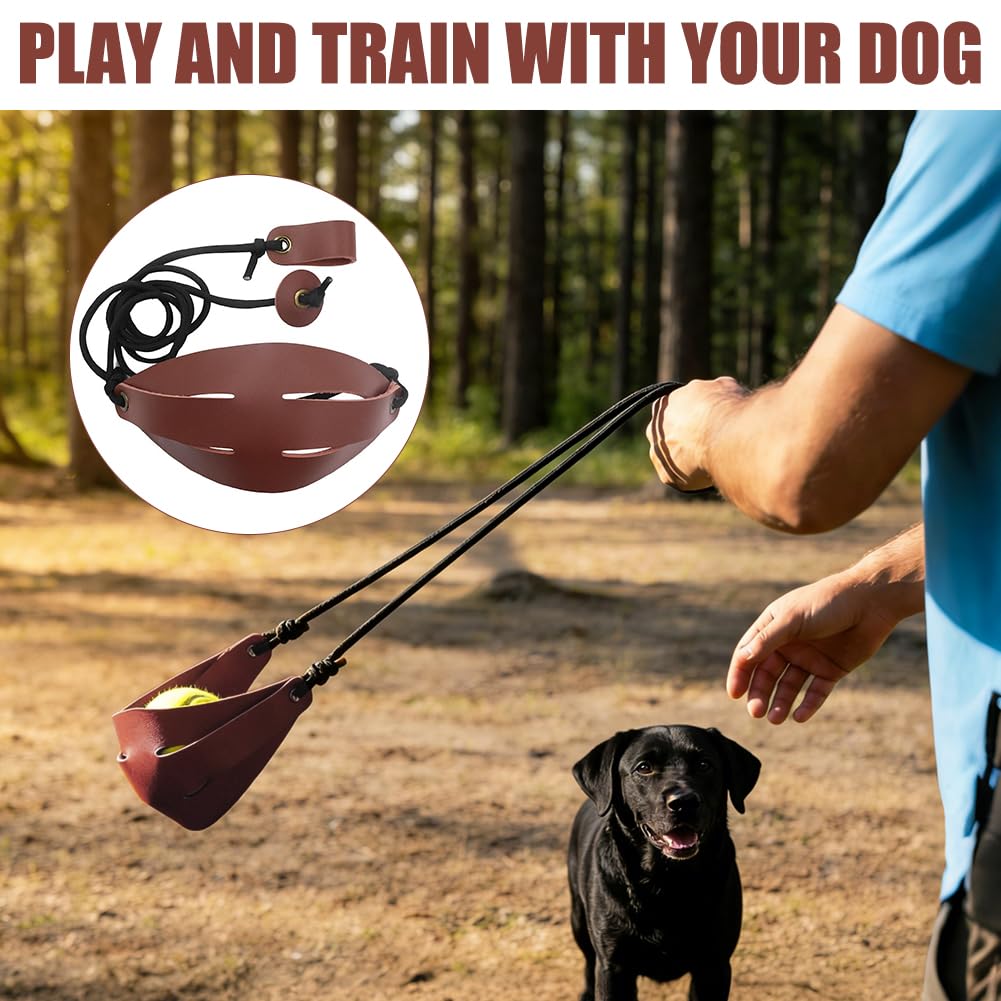 Tirachinas de pastor hechas a mano, de piel sintética y paracord, longitud ajustable, dispositivo de entrenamiento de golf, lanzador de pelotas de tenis para deportes al aire libre