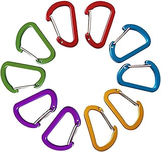 Keychain Clips Mini Carabiner, 10 Pcs luminum Durable Quick Release Auto Locking D-shape Spring Loaded Wire Gate Clip for Labubu, Home, Rv, Camping, Fishing, Hiking, Traveling and Sports Outdoors
