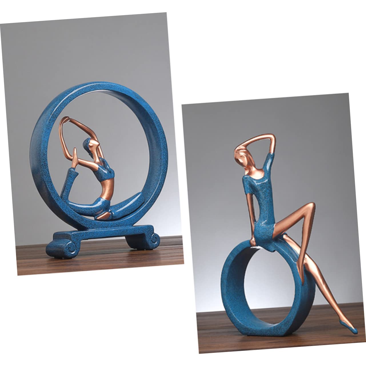 GALPADA Statuetta Ragazza Yoga Decorativa in Resina Blu per Casa | Artigianato Creativo da Tavolo, per Libreria e Scrivania, Stile Fashion Unico