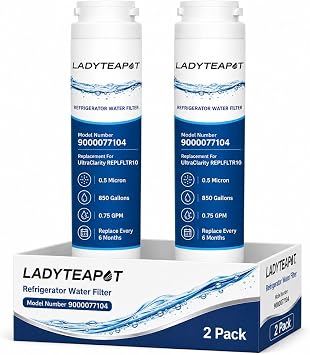 9000 077104 UltraClarity REPLFLTR10 Water Filter Replacement Compatible With Bosch Ultra Clarity 9000194412, 644845, B26FT70SNS, B22CS80SNS, B22CS50SNS, Haier 0060820860 2-Pack