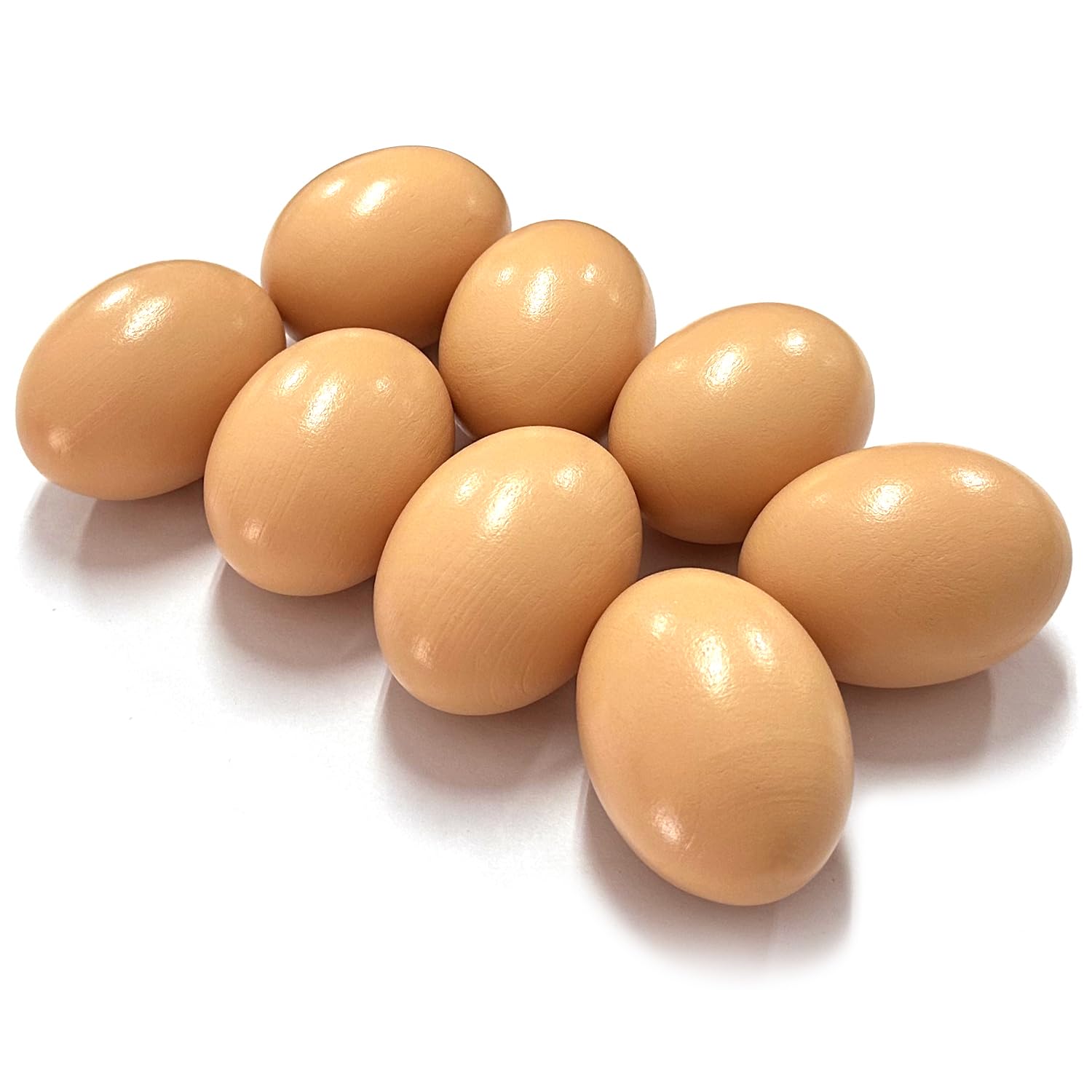 Huevos artificiales de madera MEMOFYND para cría de aves de corral, 8 piezas (beige)
