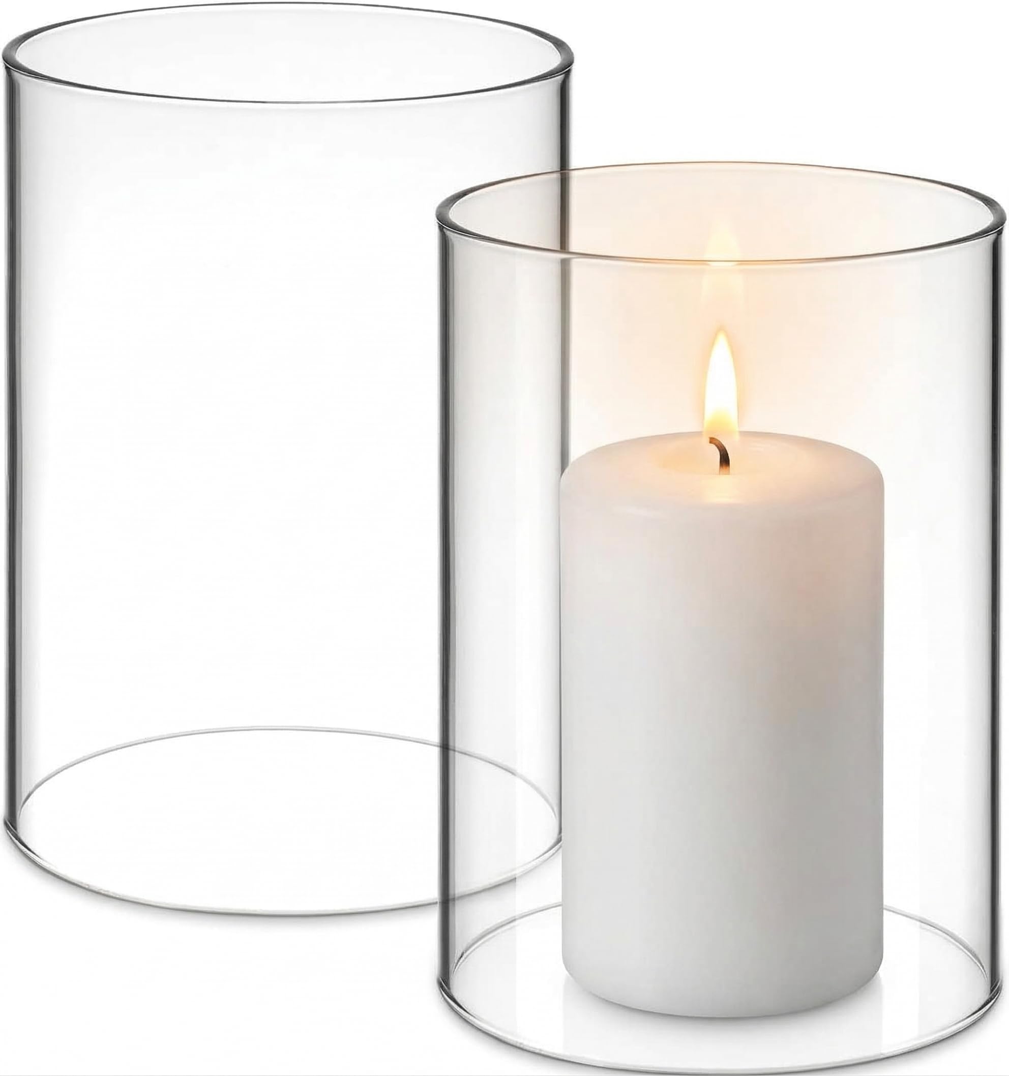 ABOOFAN Set of 2 Hurricane Candle Holder Sleeve, 7x10cm Clear Glass Chimney Tube for Pillar Candle, Open Ended Shade for Wedding Party Table Centerpiece & Outdoor Patio