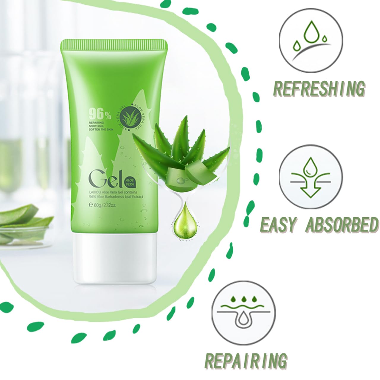 Aloe vera Gel for Skin Care 99% Pure Aloe vera gel With Vitamin E, gel for Skin Care Itchy & Damaged Skin - Image 2