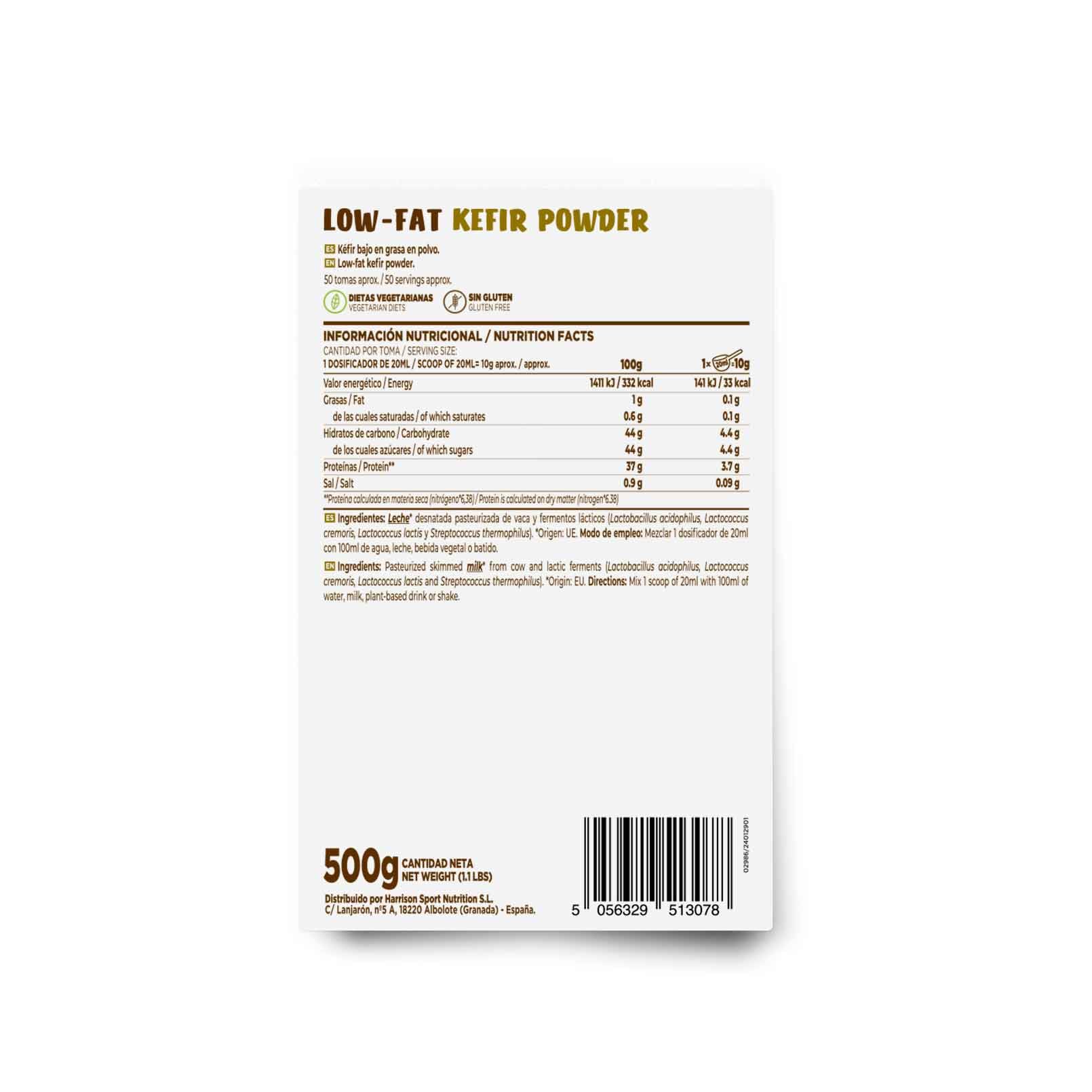 HSN Kéfir en Polvo | Sabor Natural 500g = 50 Servicios | 100% Natural Kéfir de Leche de Vaca Origen Unión Europea | Bajo en Grasa Sin Azúcares añadidos | No-GMO, Vegetariano, Sin Gluten