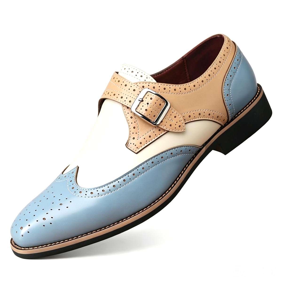 Zapatos de Vestir sin Cordones para Hombre con Hebilla, Zapatos Oxford Punta Puntiaguda for Negocios y Eventos