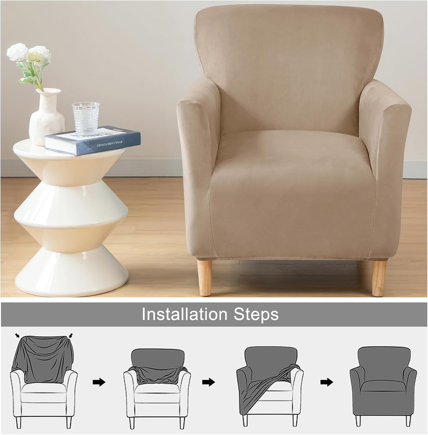 Armchair Slipcovers Chair Removable Couch Covers for Living Room Home Decoration - Modern Tub Chair Covers Stylish Furniture Protection