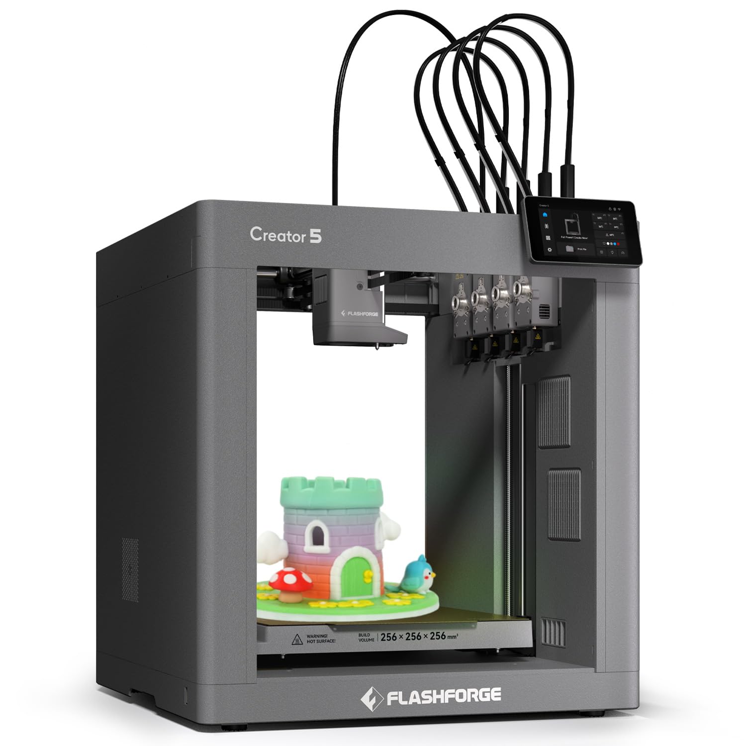 FLASHFORGE Creator 5 Impresora 3D, 4 Extrusores Independientes | 600 mm/s Alta Velocidad, Nivelado Automático, Calibración de Offset, 256x256x256mm, Sin Residuos en Multimaterial