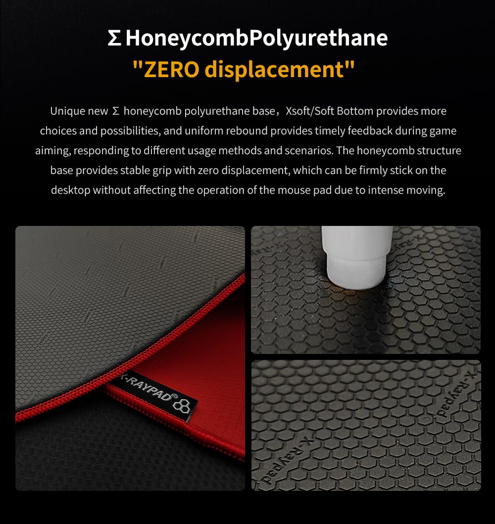 X-Raypad - Alfombrilla de mouse única para deportes electrónicos de abeja pesada, superficie de tela de panal diseñada para jugadores de Fps con bajos requisitos de DPI (rojo abeja pesada, 450 x 400 x