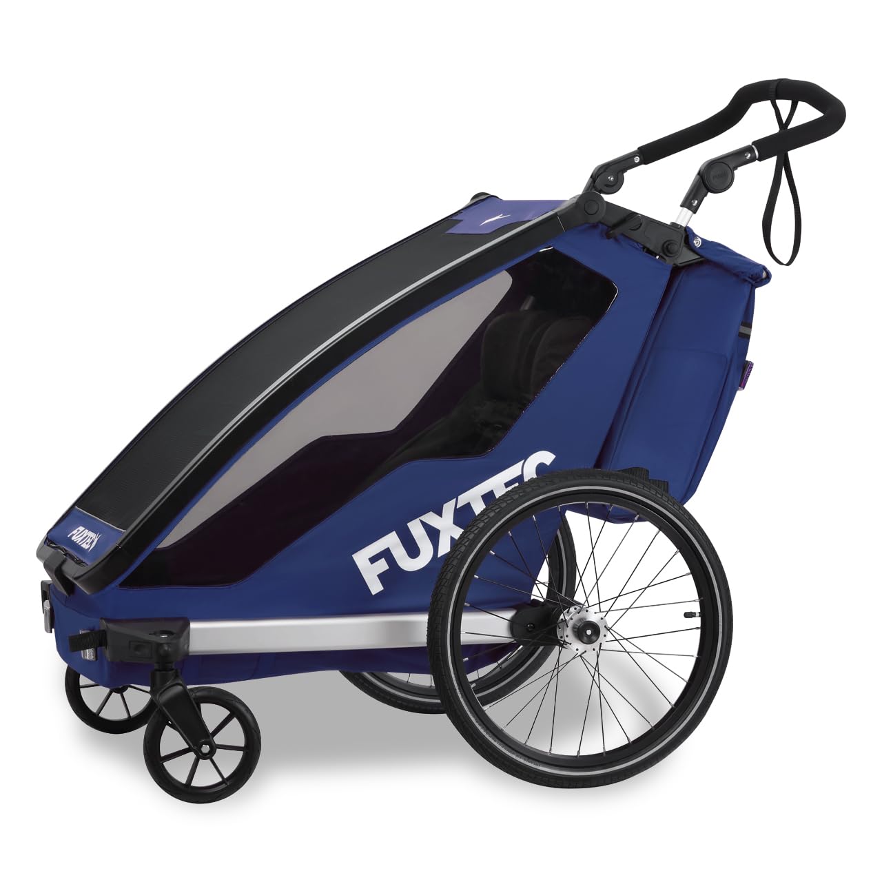 Fuxtec Remorque à Vélo Sport Cruiser Convertible 2 en 1 Aluminium pour 1 Ou 2 Enfants Poussette Pliable et Appuie tête en Option